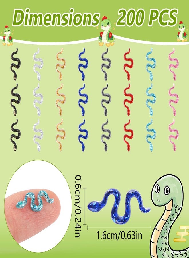 EVERMARKET 200 PCS Tiny Resin Snakes for Crafts Mini Snakes Dollhouse Miniatures Mini Animals for Car Fairy Garden Micro Landscaping Plant Nail Decoration (Snake) - Image 2